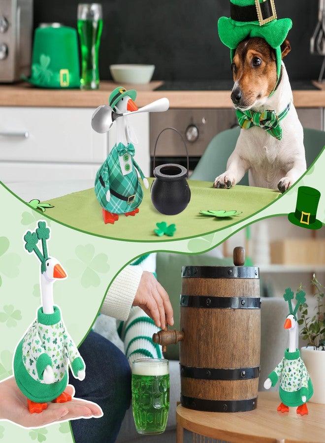 Abbylike 2 Set St. Patrick's Day Desk Goose Outfits 7 Inch Magnetic Goose Keyholder Irish Shamrock Couple Costume with St. Patrick's Pot for Magnetic Duck Statue Desk Key Holder Decor - Image 5